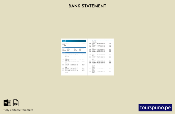 listo para imprimir plantilla de páginas de Word de extracto bancario de Zimbabw
